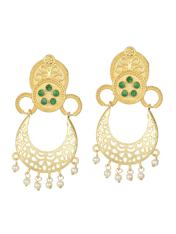 gold tone brass chandbali earring
