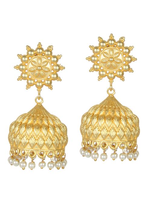 gold tone brass jhumka earring - 19768378 -  Standard Image - 0