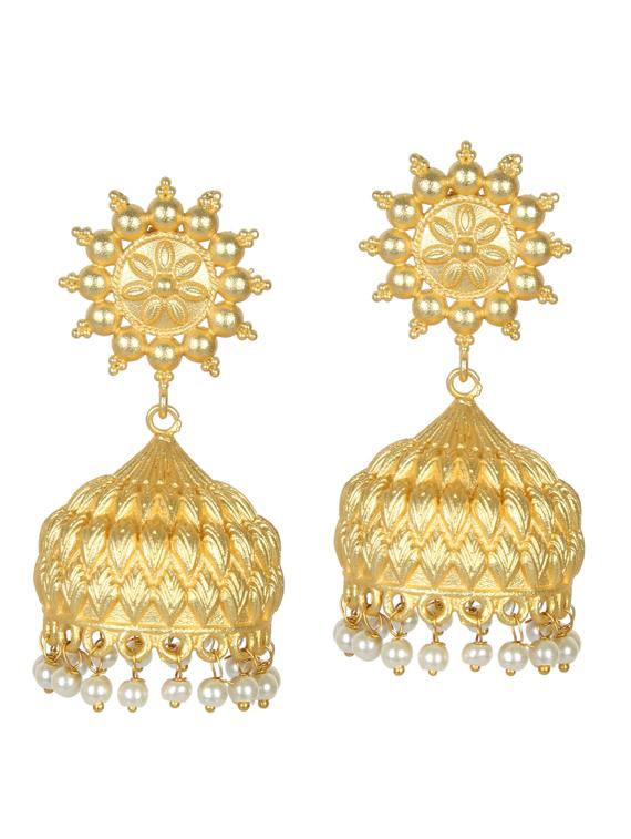 gold tone brass jhumka earring - 19768378 -  Zoom Image - 0