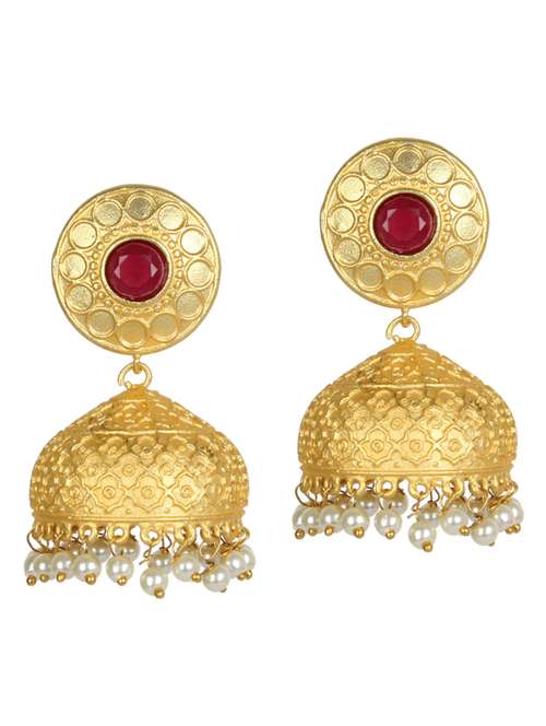 gold tone brass jhumka earring - 19768382 -  Standard Image - 0