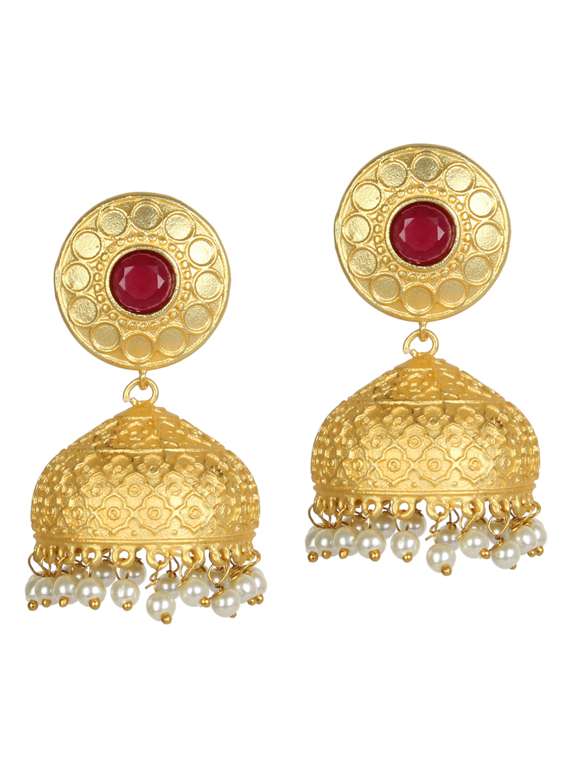 gold tone brass jhumka earring