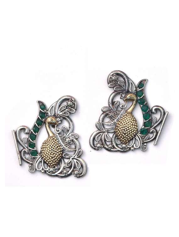 silver brass oxidised choker necklaces and earring  - 19768385 -  Standard Image - 1