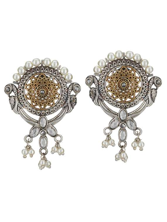 sliver brass oxidised studs earring