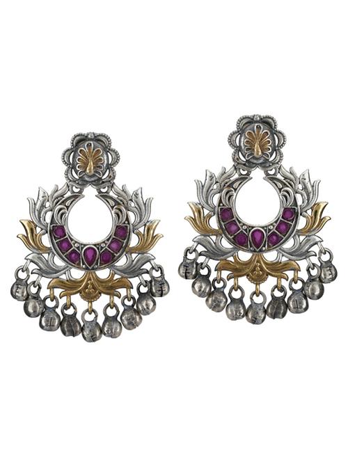 sliver brass oxidised drop earring - 19768409 - Standard Image - 0