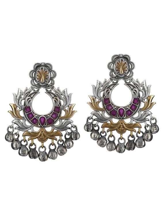 sliver brass oxidised drop earring - 19768409 - Zoom Image - 0