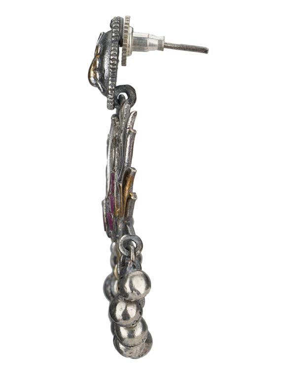 sliver brass oxidised drop earring - 19768409 -  Standard Image - 1