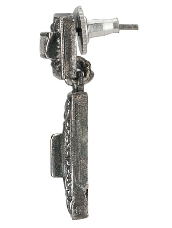 sliver brass oxidised drop earring - 19768410 -  Standard Image - 1