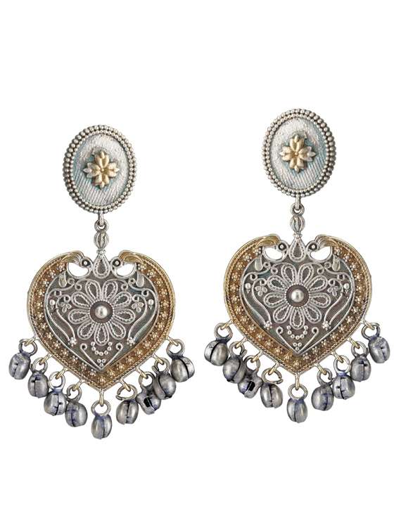 sliver brass oxidised drop earring