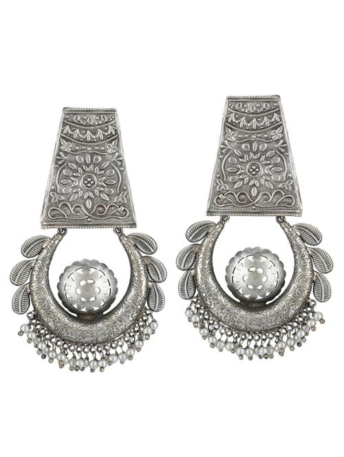 sliver brass oxidised drop earring - 19768414 -  Standard Image - 0