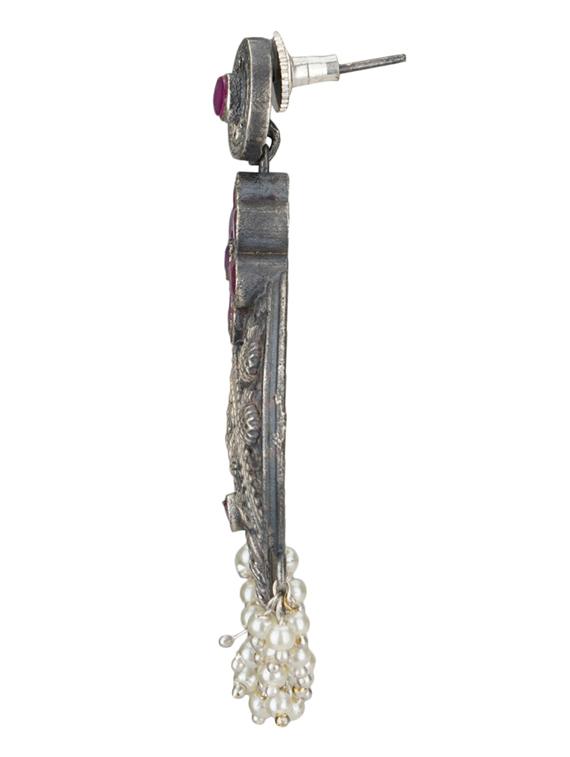 sliver brass oxidised drop earring - 19768415 - Standard Image - 1