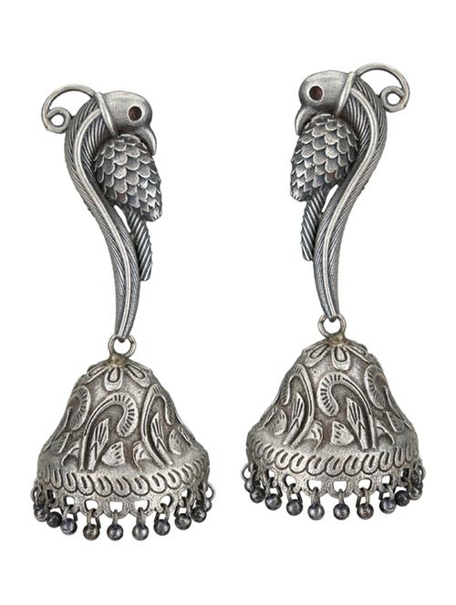 sliver brass oxidised jhumka earring - 19768420 - Standard Image - 0