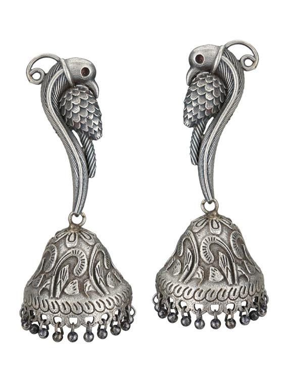 sliver brass oxidised jhumka earring - 19768420 - Zoom Image - 0