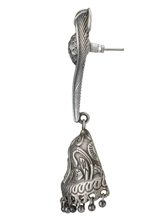 sliver brass oxidised jhumka earring - 19768420 - Standard Image - 1