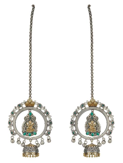 sliver brass oxidised drop earring - 19768423 - Standard Image - 0