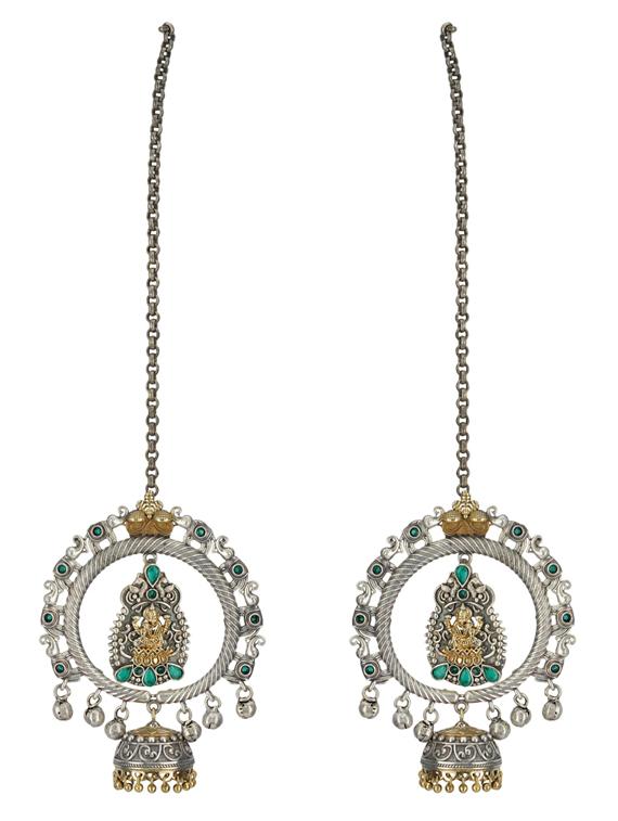 sliver brass oxidised drop earring - 19768423 - Zoom Image - 0