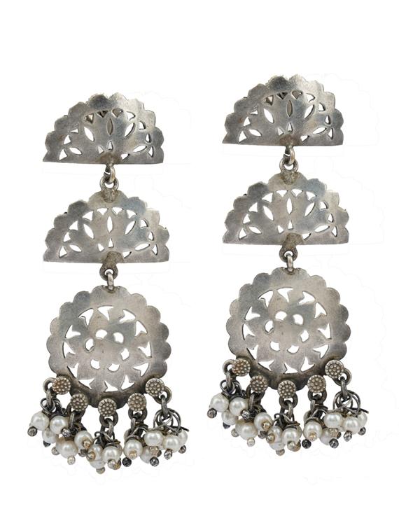 sliver brass oxidised drop earring - 19768426 - Zoom Image - 0