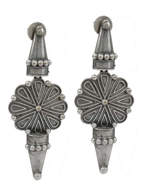 sliver brass oxidised drop earring - 19768428 -  Standard Image - 0
