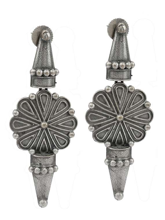 sliver brass oxidised drop earring - 19768428 -  Zoom Image - 0