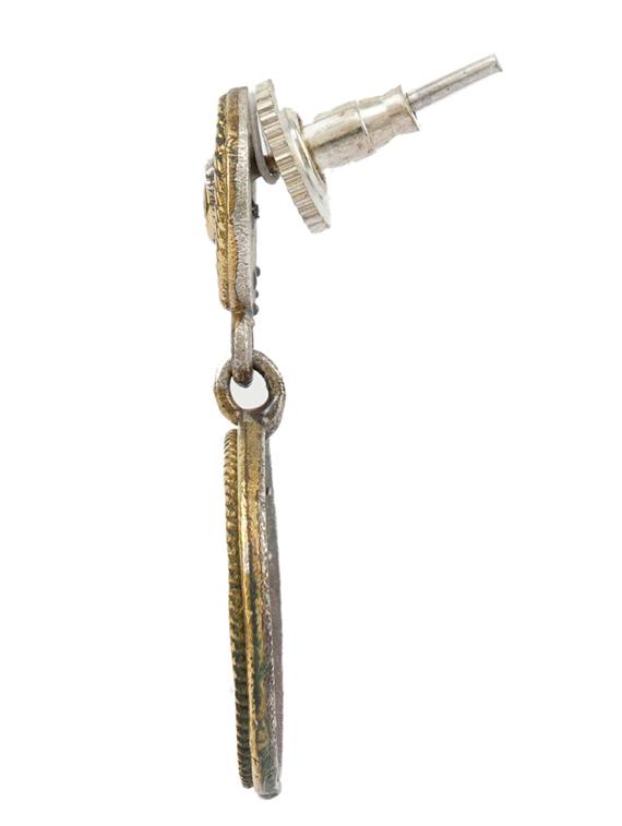 dual tone brass oxidised drop earring - 19768429 -  Standard Image - 1