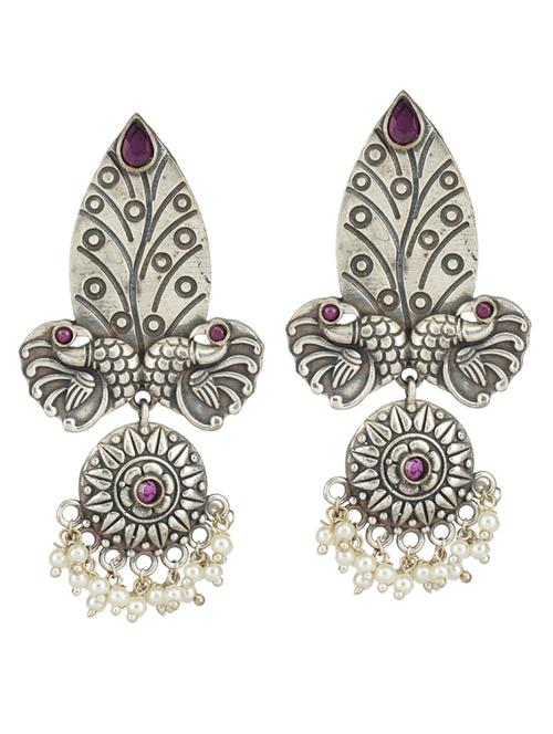 sliver brass oxidised drop earring - 19768432 -  Standard Image - 0