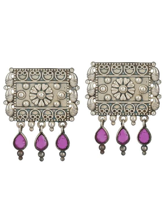 sliver brass oxidised studs earring - 19768433 - Zoom Image - 0