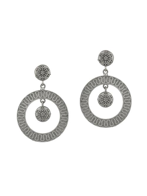 round shape silver tone brass earrings - 19768456 -  Standard Image - 0