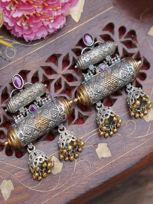 dual tone brass earrings - 19768457 -  Standard Image - 0