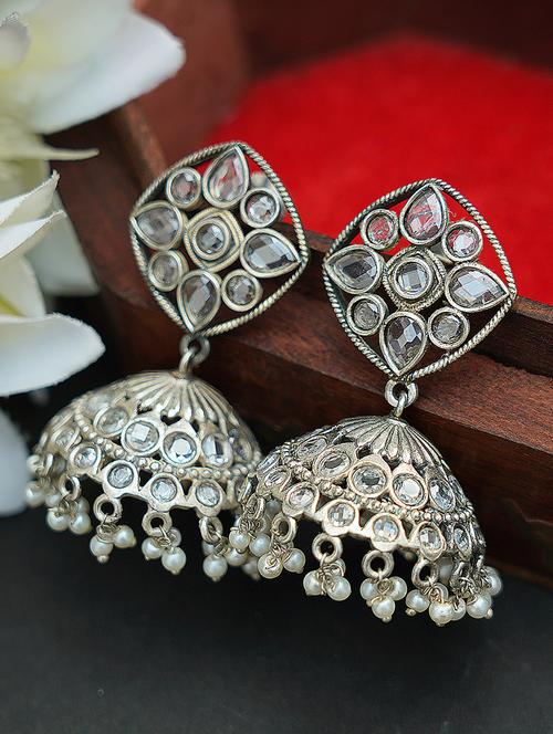 silver tone brass earrings - 19768462 - Standard Image - 0