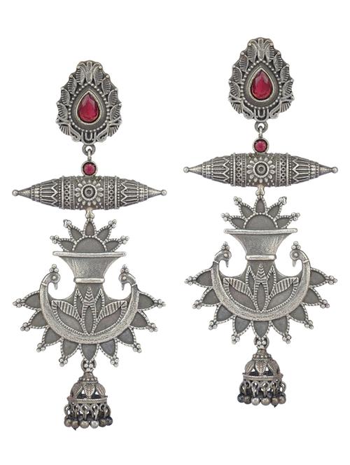 sliver brass oxidised drop earring - 19768474 - Standard Image - 0