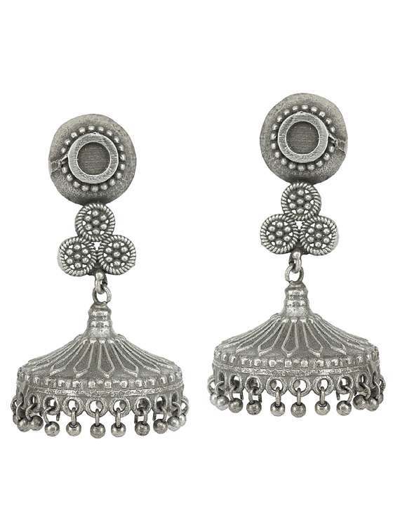 sliver brass oxidised jhumka earring