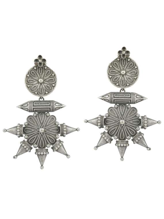 sliver brass oxidised drop earring - 19768476 - Zoom Image - 0