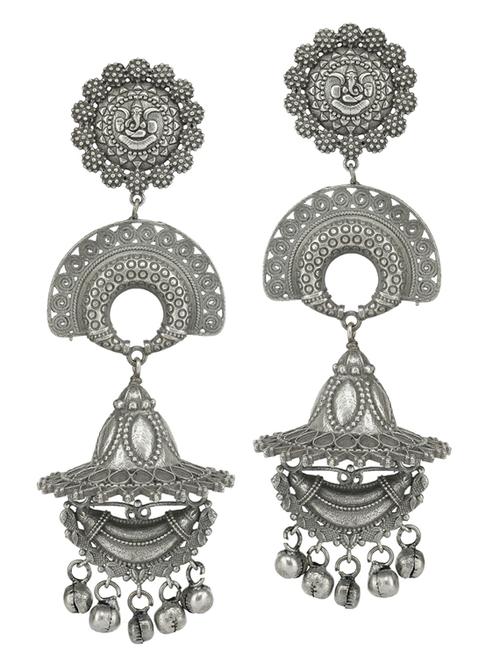 sliver brass oxidised drop earring - 19768482 - Standard Image - 0