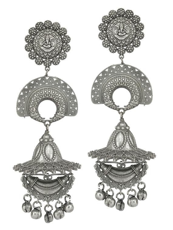 sliver brass oxidised drop earring - 19768482 - Zoom Image - 0