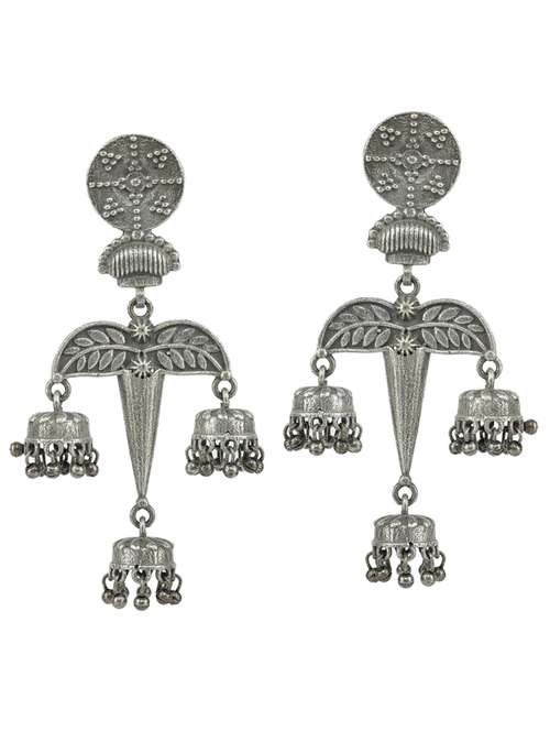 sliver brass oxidised drop earring - 19768485 - Standard Image - 0