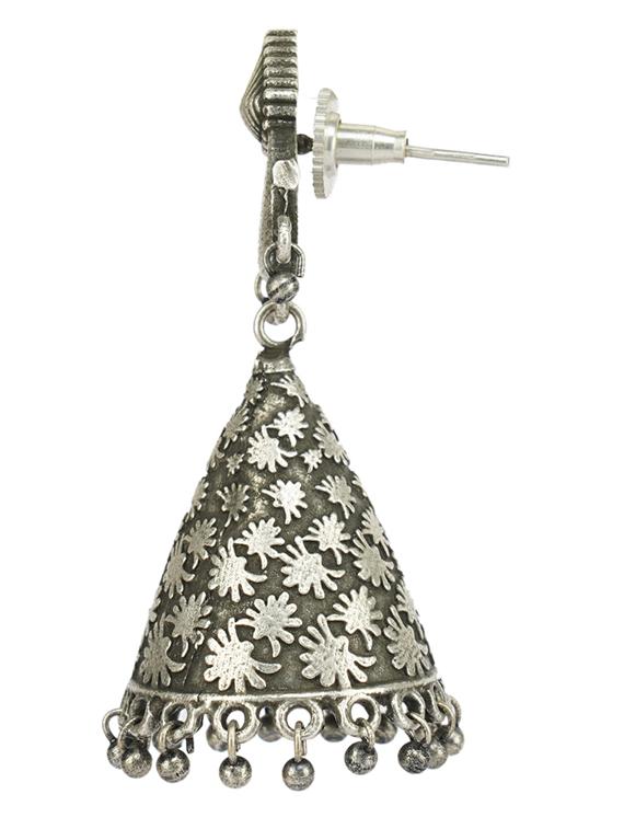 sliver brass oxidised jhumka earring - 19768487 - Standard Image - 1