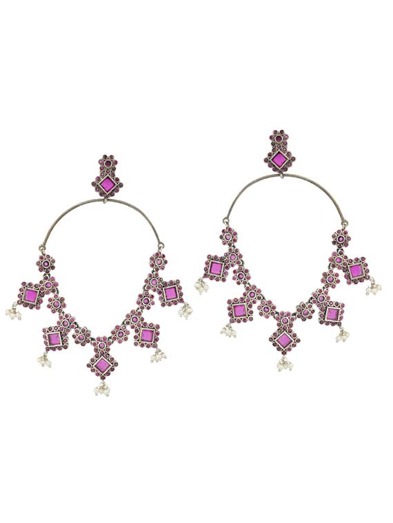 pink tone sliver brass oxidised bali earring - 19768494 - Zoom Image - 0