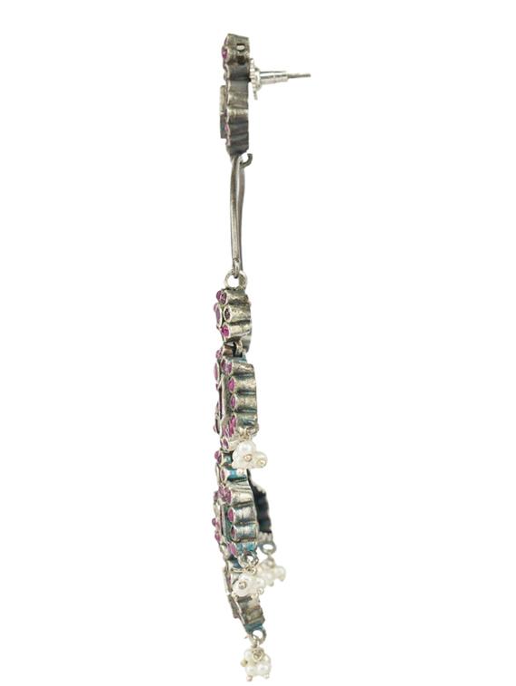 pink tone sliver brass oxidised bali earring - 19768494 -  Standard Image - 1