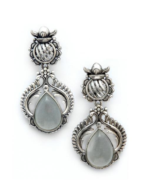 sliver brass oxidised drop earring - 19768503 - Standard Image - 0