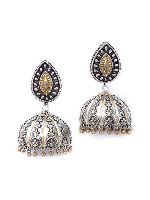 dual tone brass jhumka - 19768509 -  Standard Image - 0