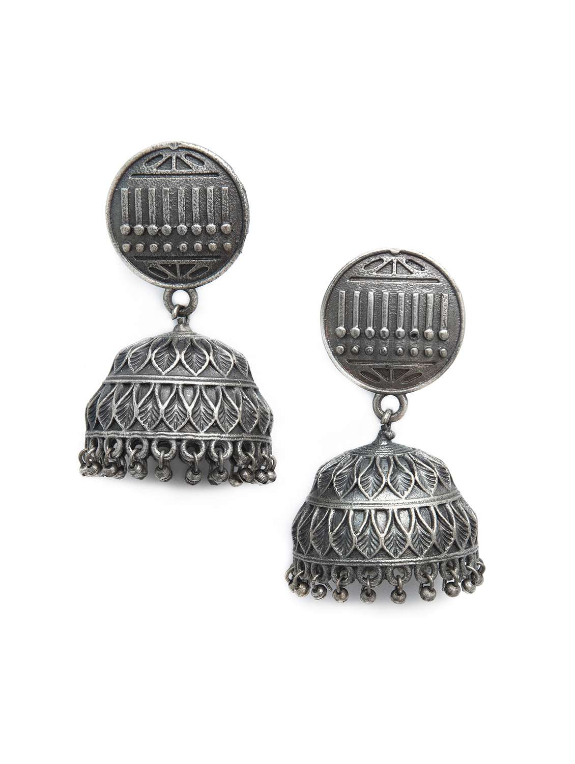 handcrafted silver tone brass jhumka