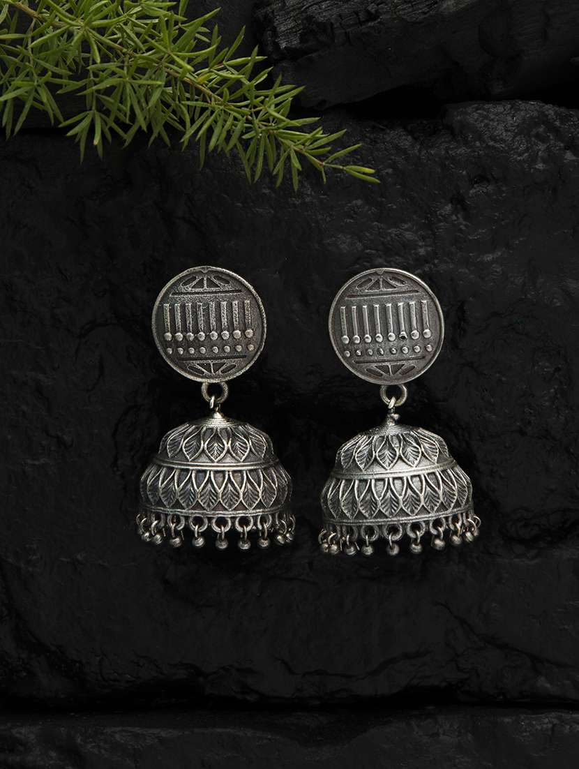 handcrafted silver tone brass jhumka - 19768515 -  Standard Image - 1