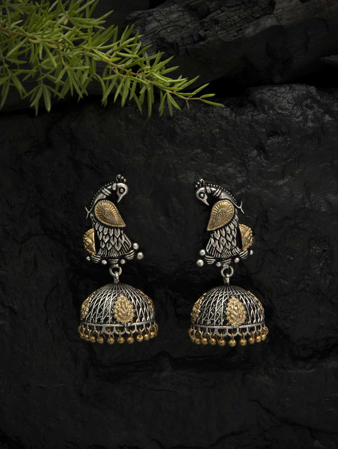 silver brass jhumka earring