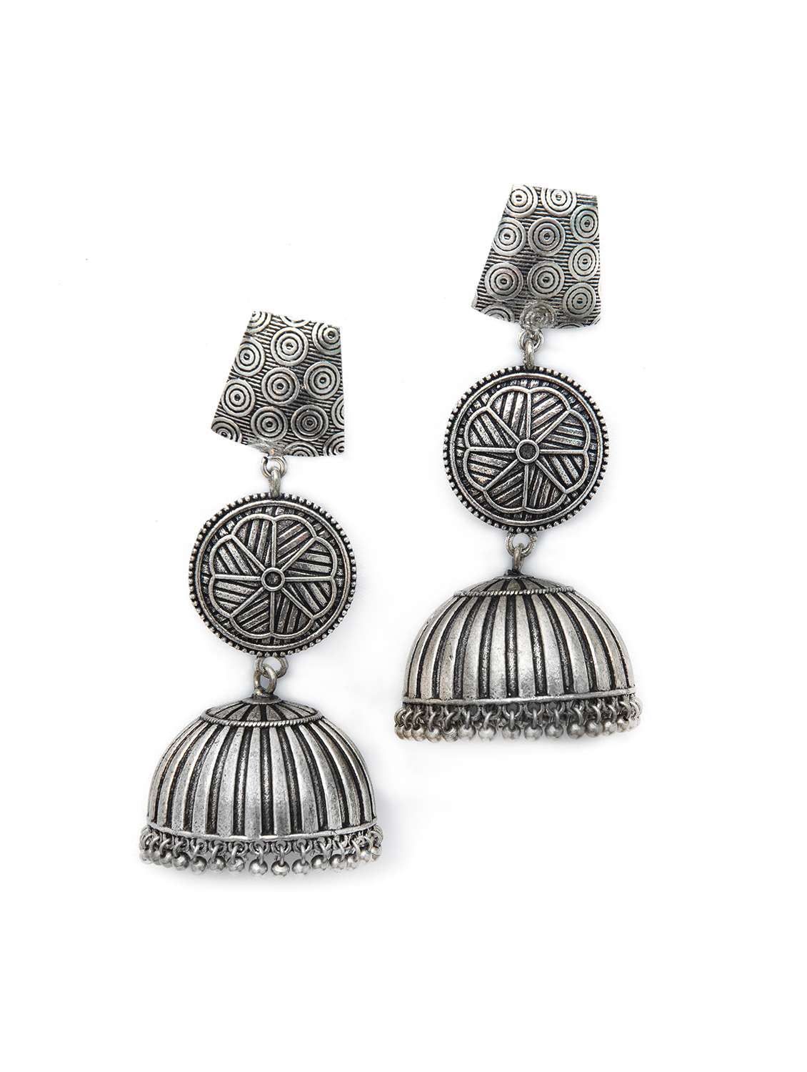 handcrafted silver tone brass jhumka