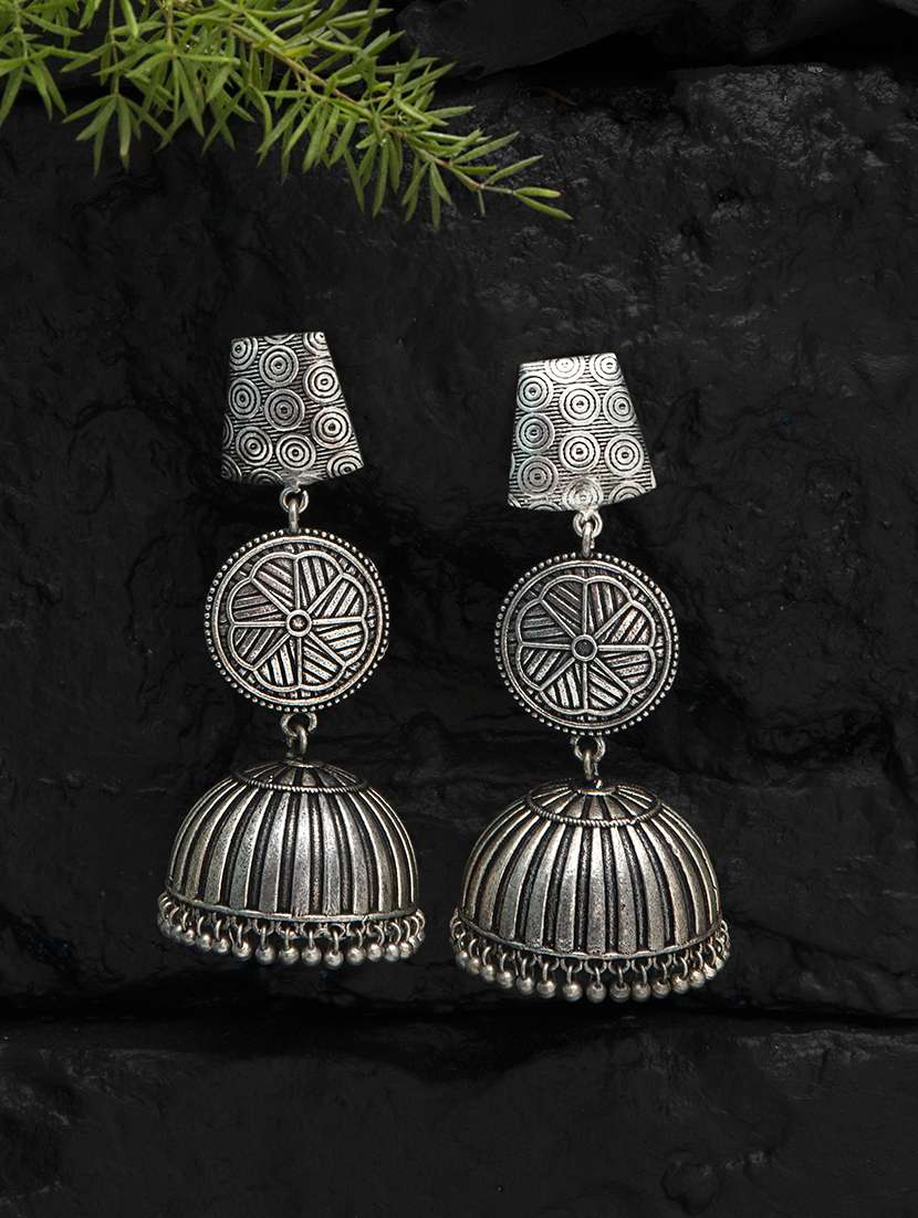 handcrafted silver tone brass jhumka - 19768518 - Standard Image - 1