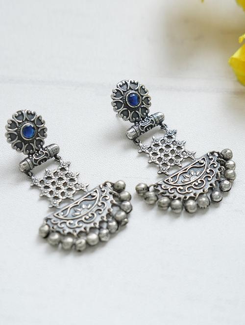 ghungroo pattern silver tone brass earrings - 19768538 - Standard Image - 0
