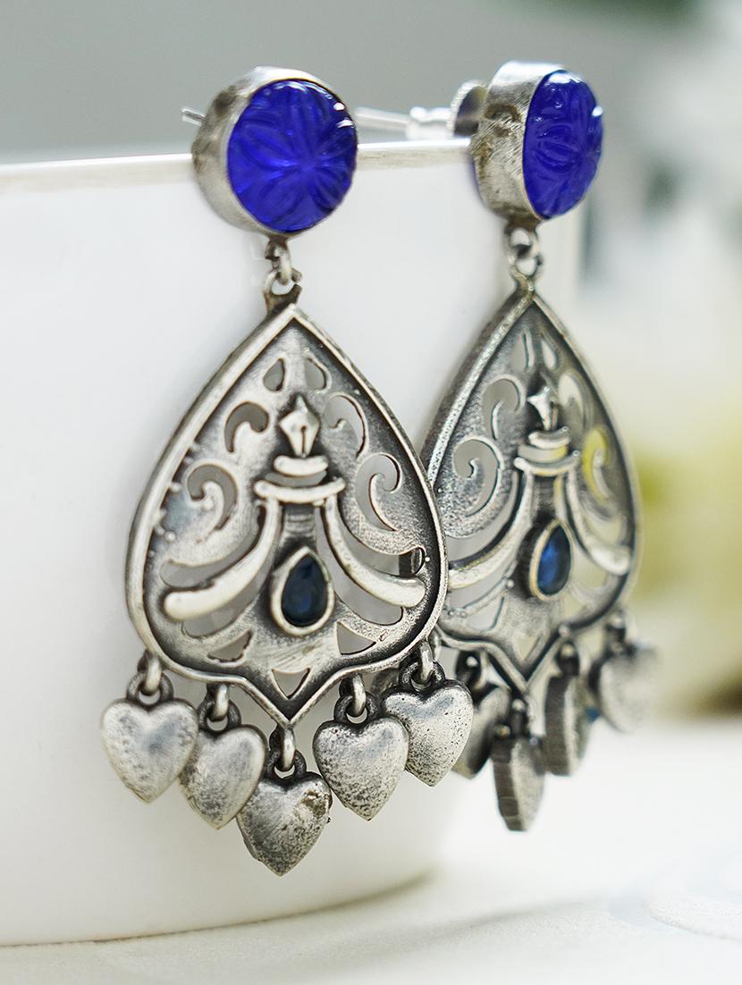leaf style silver tone brass earrings - 19768541 -  Zoom Image - 0