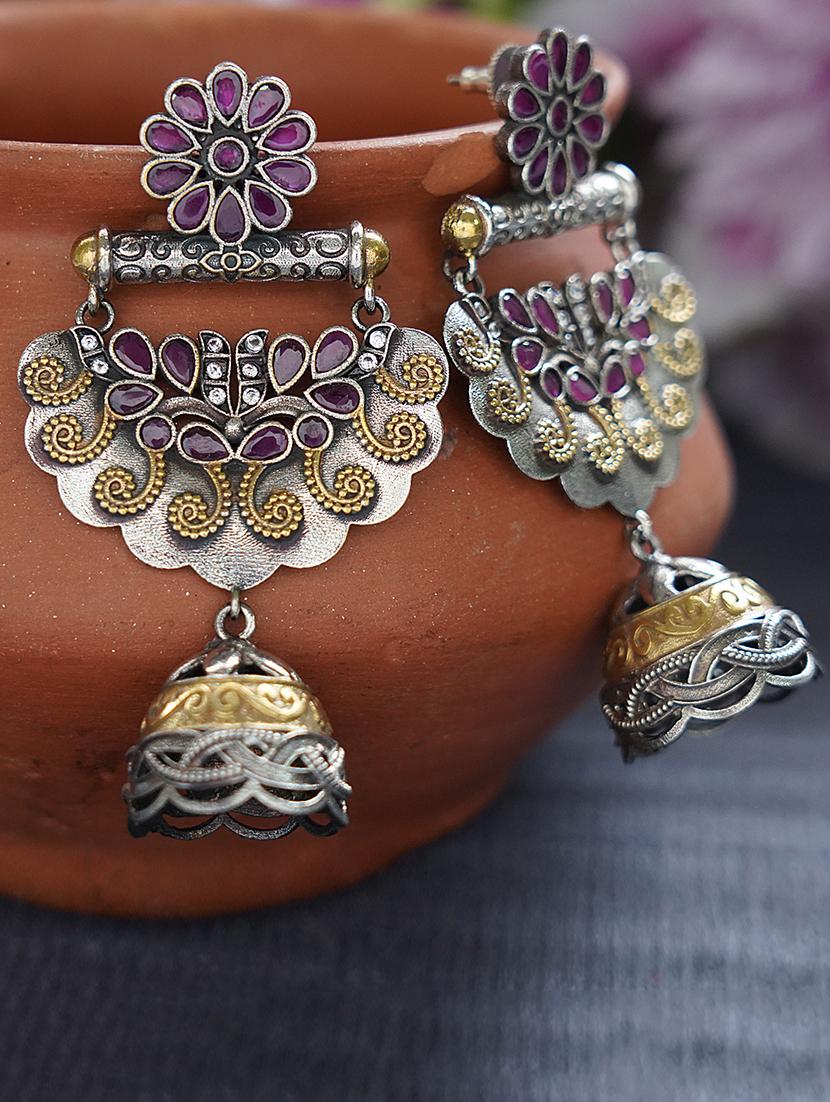 unique design dual tone brass jhumka - 19768549 -  Zoom Image - 0
