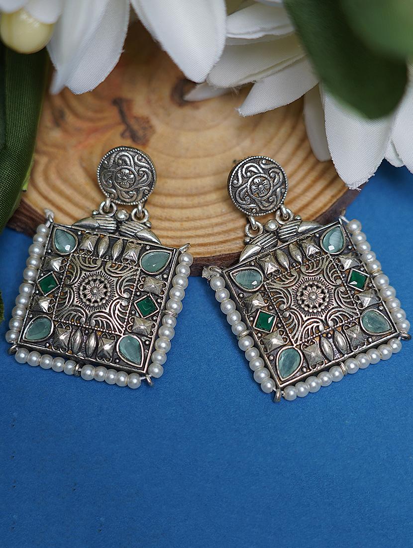 silver tone brass earrings - 19768560 - Zoom Image - 0