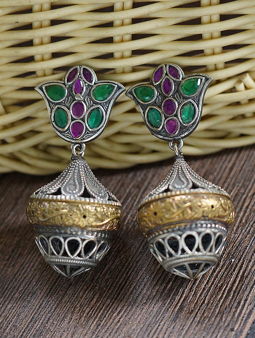 dual tone brass earrings - 19768564 - Zoom Image - 0