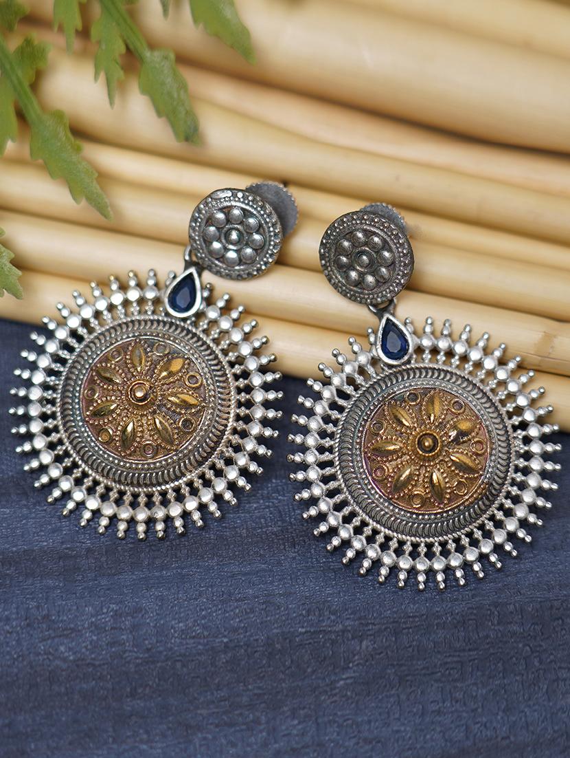 dual tone brass earrings - 19768569 - Zoom Image - 0